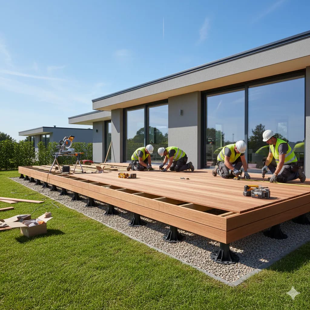 Terrasse sur plot en bois